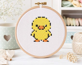 Enten Kreuzstichmuster | Baby Ente PDF Pattern | Einfache Anfänger Tier Stickerei Chart | Sofort Download