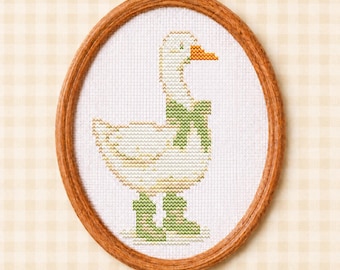 Cottagecore Goose Mini Kreuzstich Muster PDF, Stickmuster für Anfänger