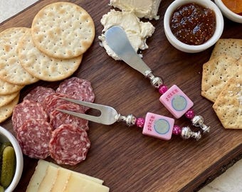 Mahjong Charcuterie Fork with tile, Handcrafted Game Night Accessory, Mahjong Player Gift