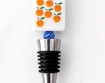 Mahjong Wine Stopper with tile, Handcrafted Game Night Accessory, Mahjong Player Gift