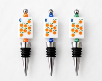 Mahjong Wine Stopper with tile, Handcrafted Game Night Accessory, Mahjong Player Gift