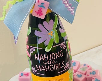 Mahjong Painted Champagne Bottle I Mahjong Personalized Bottle I Veuve Personalized Bottle