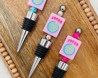 Mahjong Wine Stopper with tile, Handcrafted Game Night Accessory, Mahjong Player Gift