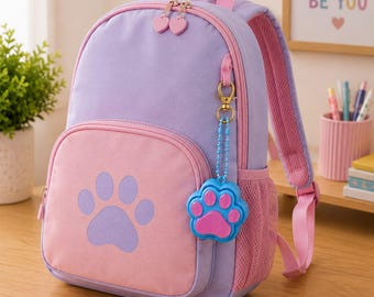 Porte-clés patte de chat rose et bleu | Accessoire de sac kawaii