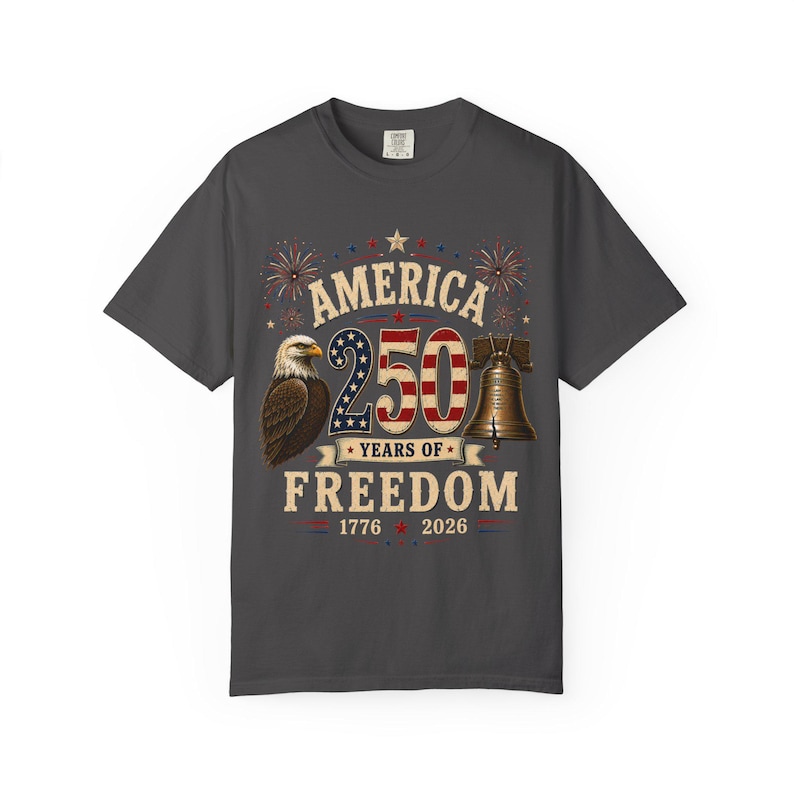 Amerika 250 Jahre Freiheit T-Shirt, Patriotisches Adler-Freiheitsglocken-T-Shirt (1776-2026) Bild 3
