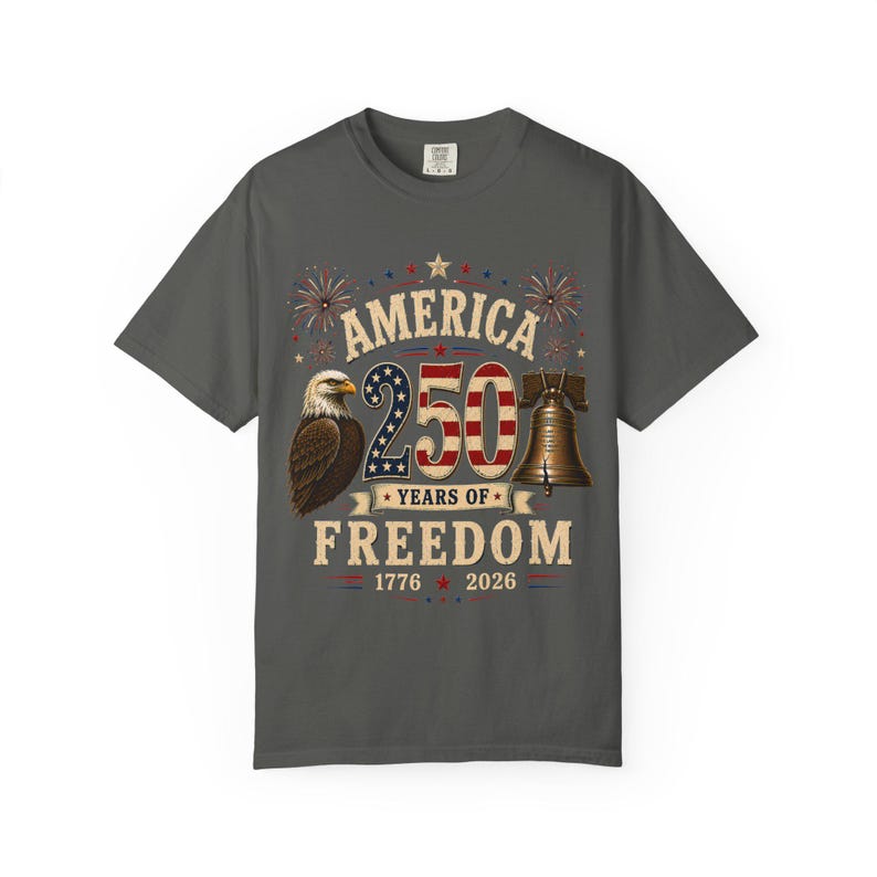 Amerika 250 Jahre Freiheit T-Shirt, Patriotisches Adler-Freiheitsglocken-T-Shirt (1776-2026) Bild 4