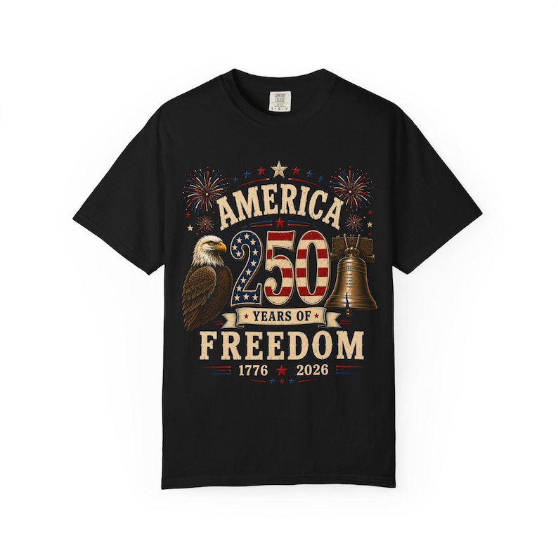 Amerika 250 Jahre Freiheit T-Shirt, Patriotisches Adler-Freiheitsglocken-T-Shirt (1776-2026) Bild 2