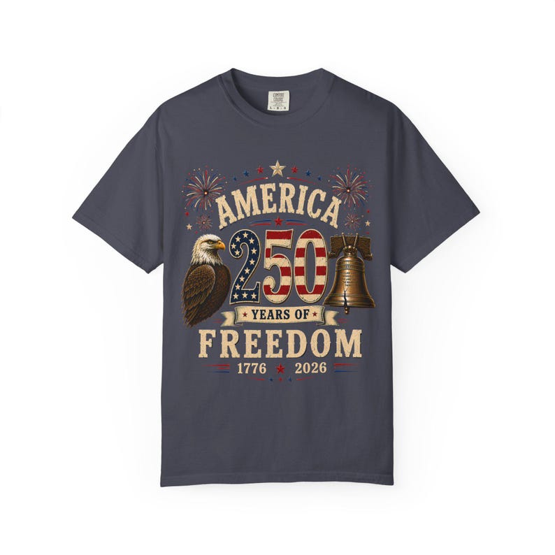 Amerika 250 Jahre Freiheit T-Shirt, Patriotisches Adler-Freiheitsglocken-T-Shirt (1776-2026) Bild 5