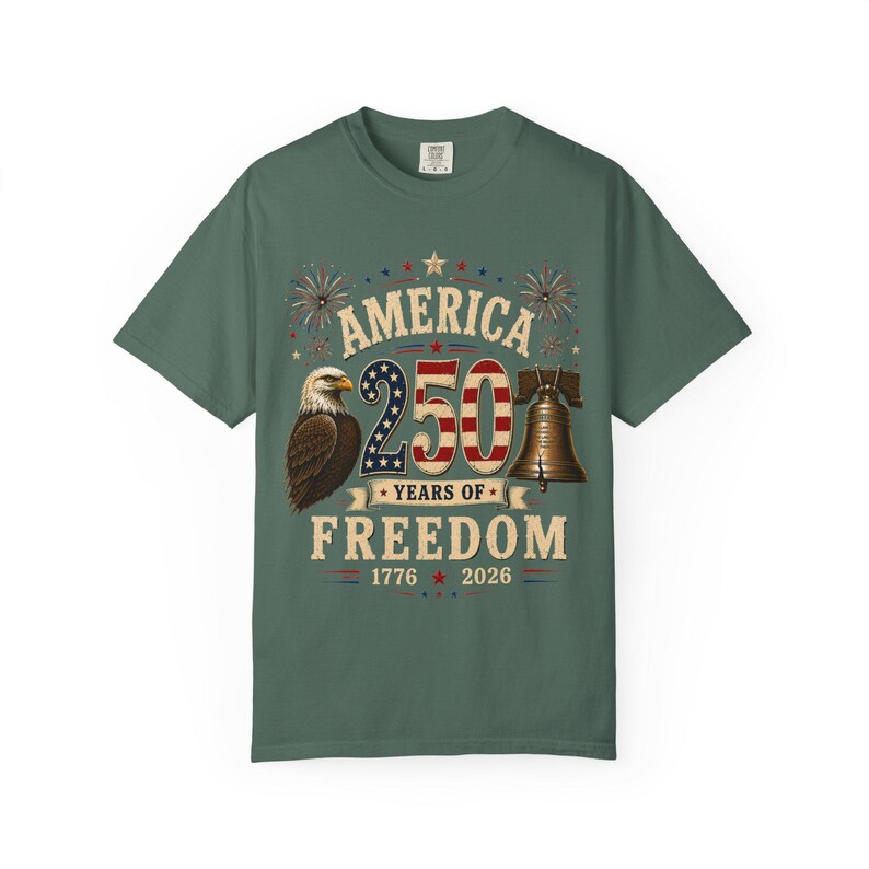 Amerika 250 Jahre Freiheit T-Shirt, Patriotisches Adler-Freiheitsglocken-T-Shirt (1776-2026) Bild 6