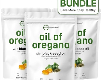 3 Pack Oil of Oregano Black Seed Oil Capsules  - 300 Count - Enhance immunity - Plant Based, Non-GMO