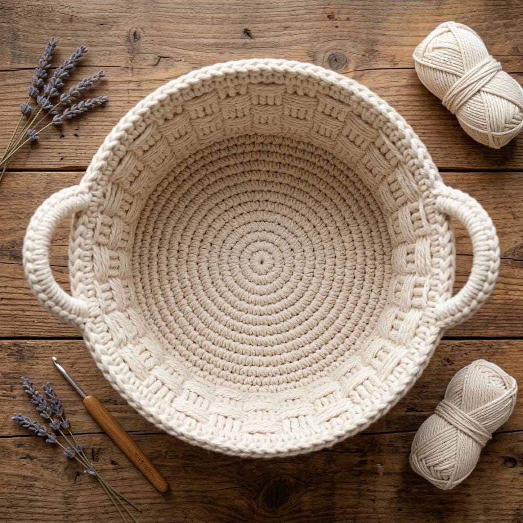 Chunky Crochet Basket Pattern, Woven Look Storage, Beginner Bulky Yarn ...