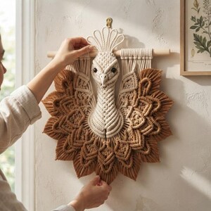 Macrame Peacock Wall Hanging Pattern, Boho Fiber Art DIY (PDF Download)