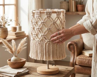 Abat-jour en macramé pour débutant, tutoriel sur les franges bohèmes (téléchargement PDF)