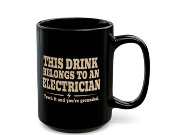 Electrician Mug, Funny Electrician Gift, Black Coffee Mug for Electrician Dad Husband, Blue Collar Trade Mug