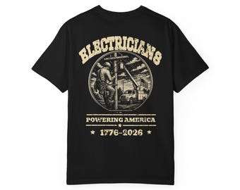 Vintage Electrician T-Shirt, Powering America Patriotic Work Shirt