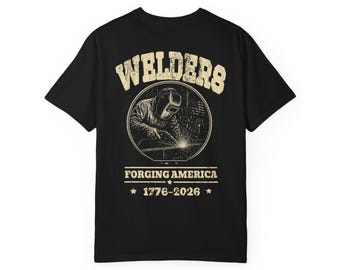 Vintage Welder Shirt, Forging America Patriotic Tee, Blue Collar Tradesman Gift