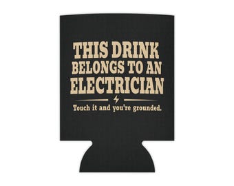 Electrician Can Cooler, Funny Electrician Dad Gift, Blue Collar Drink Sleeve, Gift for Electrician Husband, Tradesman Beer Cozy