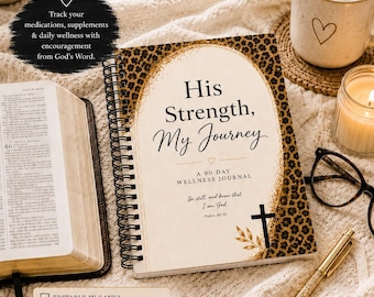 Leopard Faith Based Wellness Journal | Editable Canva Template | Medication & Supplement Tracker PDF