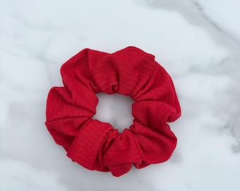 Cherry Red Scrunchie | Rib Knit