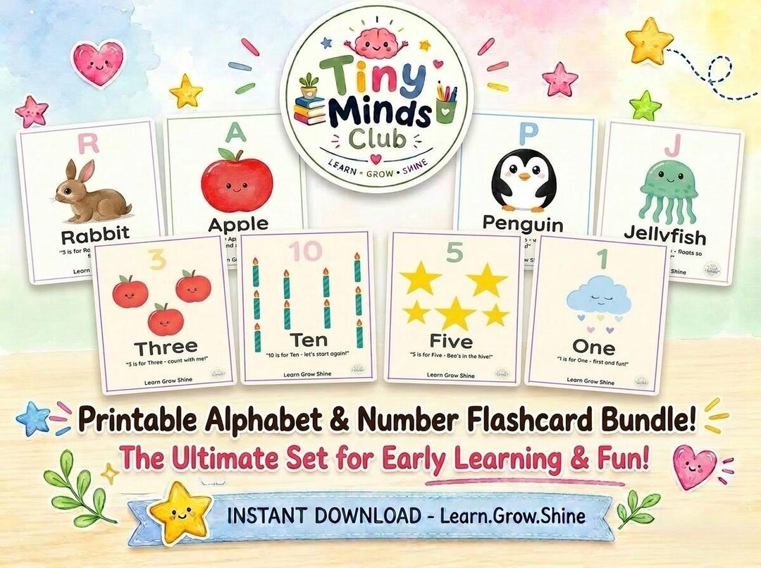 Alphabet & Number Flashcards Bundle - Printable ABC + 123 - Educational ...