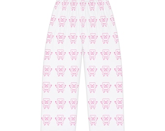 Pantalones de pijama rosas de Mad Cobbler para mujer: pijamas cómodos con estampado integral.
