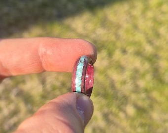 Handcrafted Bentwood Purpleheart Ring w/ Turquoise Inlay.