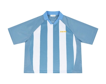 Unisex Gestreiftes Mesh Boxy Fußballtrikot