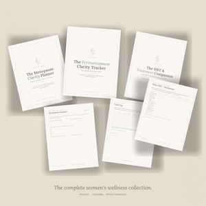 Paquete de planificadores para la menopausia / Seguimiento de la perimenopausia + Diario de terapia hormonal sustitutiva / Colección The Clarity Method / PDF imprimible