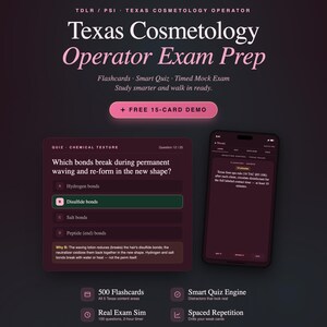 Texas Cosmetology Operator Exam Prep | Flashcards, Quiz, Mock Exam (App)