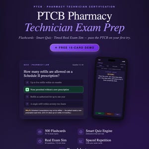 PTCB Apothekentechniker Exam Prep | 500 Karteikarten, Quiz, echte Prüfungssimulation (Digitaler Download)