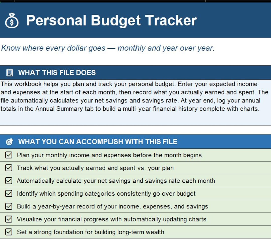 Personal Monthly Budget Tracker – Income Expense Planner - Etsy