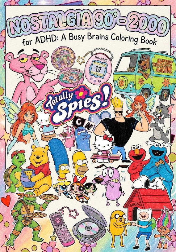 90s 2000s Nostalgic Coloring Book for ADHD | Y2K Retro Cozy Pages (Digital Download)