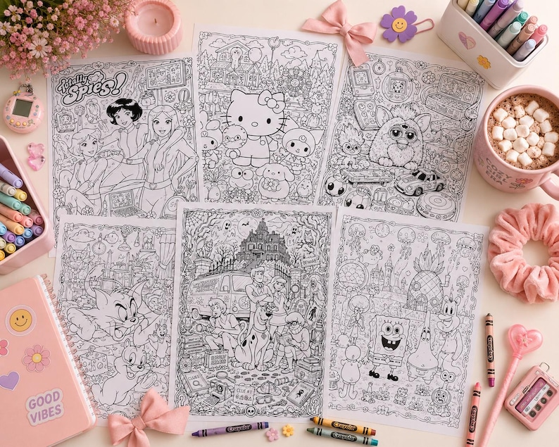 90s 2000s Nostalgic Coloring Book for ADHD | Y2K Retro Cozy Pages (Digital Download) image 3