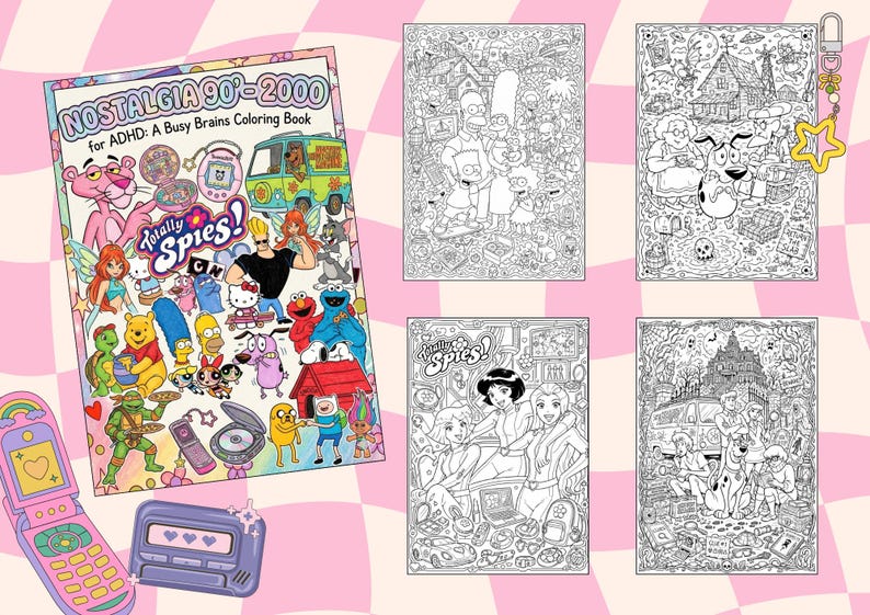 90s 2000s Nostalgic Coloring Book for ADHD | Y2K Retro Cozy Pages (Digital Download) image 4