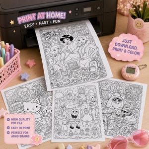 90s 2000s Nostalgic Coloring Book for ADHD | Y2K Retro Cozy Pages (Digital Download) image 2