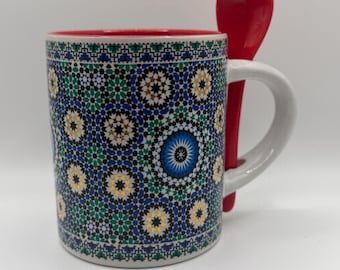 Authentic Moroccan Zellige Mugs with Spoons