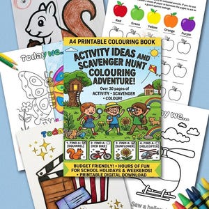 Afdrukbare kleurboekpagina's voor kinderen - Druk boek speurtocht - Vinden en kleuren - Voltooi de taak, vink het vakje aan en kleur de pagina