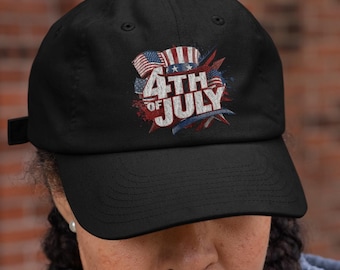 Patriotic 4th of July Hat, Unisex Baseball Cap, American Flag Graphic Dad Hat, Independence Day Accessory, Red White and Blue