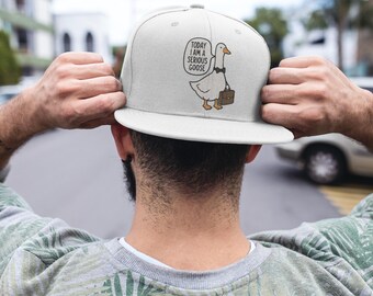 Serious Goose-illustratie lage baseballpet | Grappige eendkunstwerk