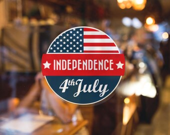 4th of July Sticker, Independence Day Decal, Patriotic Laptop Sticker, American Flag Decor, Water Bottle Decal, Red White and Blue Art