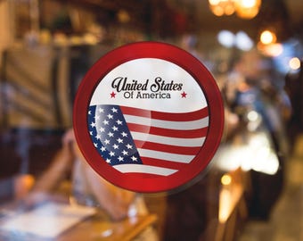 Vinylsticker VS vlag, ronde Amerikaanse patriottische sticker voor laptop, bidon, autoruit, duurzame weerbestendige zelfklevende patriotcadeau