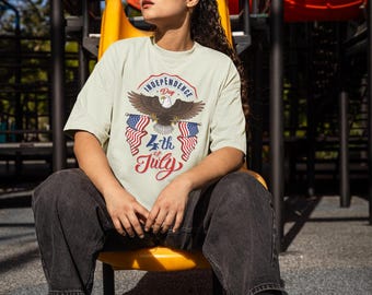 4 juli-shirt, uniseks patriottische adelaar T-shirt, Amerikaanse vlag Independence Day cadeau, rood wit en blauw zomer grafisch T-shirt, kleding VS