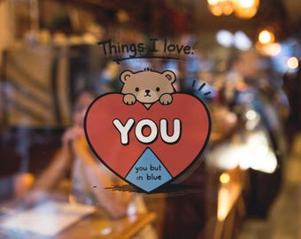 Things I Love You Heart Bear-sticker | Vierkante vinylsticker