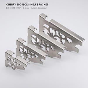 Cherry Blossom Shelf Bracket DXF STEP PDF - 4 Sizes - Rectangular Sakura Decor with Low Profile Wall Leg - Laser and Plasma Cut File
