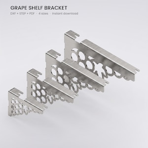 Grape Shelf Bracket DXF STEP PDF - 4 Sizes - Rectangular Vine Decor for Wine Bar and Pantry - Laser and Plasma Cut File - Instant Download