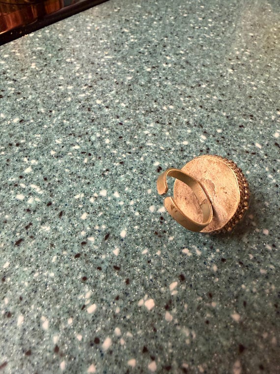 Vintage Agate Silver Adjustable Ring - image 4