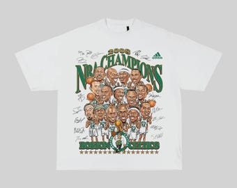 2008 NBA Champions Graphic T-Shirt Boston Basketball Legends Cartoon Tee