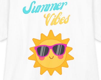 Camiseta con estampado de gafas de sol y ambiente veraniego / Camiseta retro playera