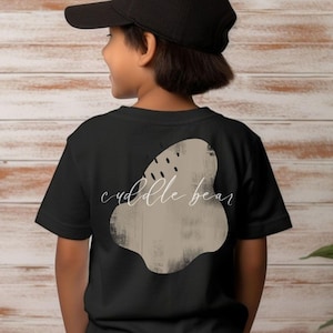 Boys' T-shirt, boy shirt, black boys' T-shirt, boys' shirt gift, back print boys' shirt, cuddle bear, cuddly bear, cool shirt boy