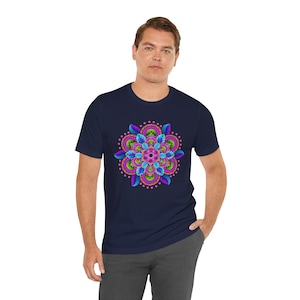 Mandala, Unisex Jersey Short Sleeve Tee. Yoga tops. Good energy. Feel good.